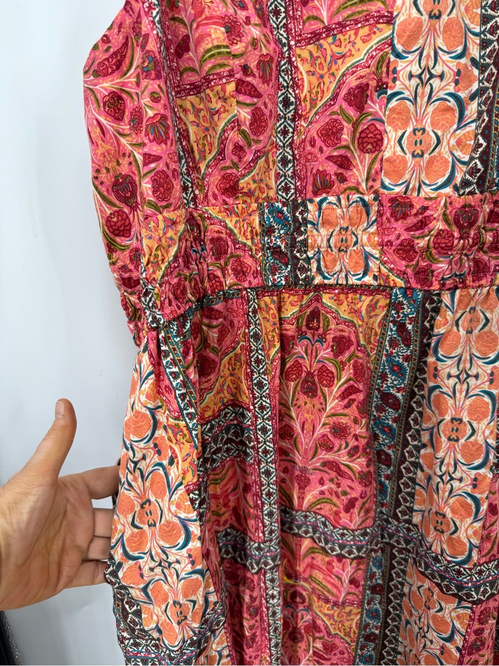 Old Navy Waist-Defined patchwork Paisley print Cami Midi Dress XXL - Picture 7 of 15